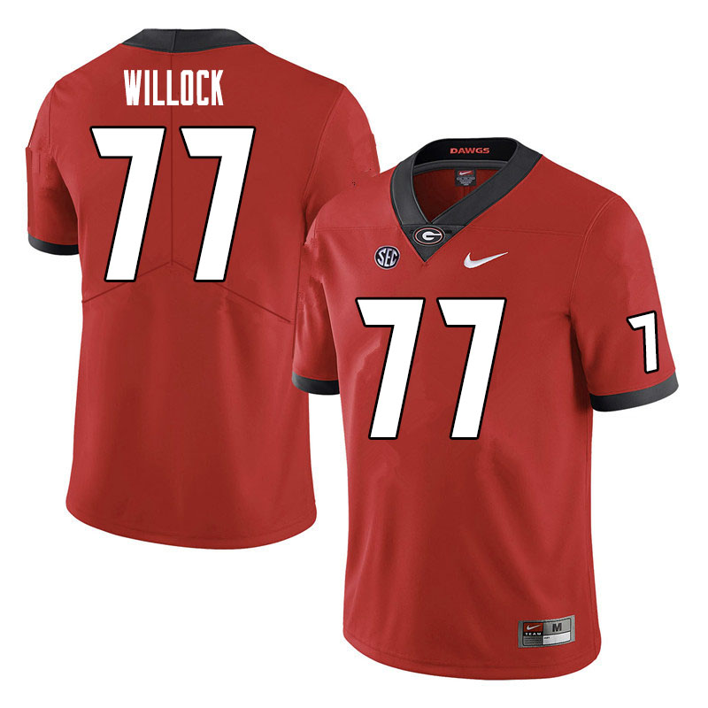 Men #77 Devin Willock Georgia Bulldogs College Football Jerseys Sale-Red - Click Image to Close